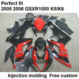 Injection molding fairings for Suzuki GSXR1000 2005 2006 black red motorcycle fairing kit GSXR1000 05 06 RH65