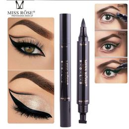 Miss Rose Brand Eyes Liner Liquid Make Up Pencil Waterproof Black Double-ended Makeup Stamps Eyeliner Pencil free shipping