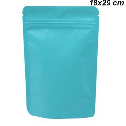 18x29 cm Blue Stand Up Resealable Pure Aluminium Foil Pack Bags Matte Foil Reusable Mylar Zipper Storage Pouch for Bean Dried Fruits