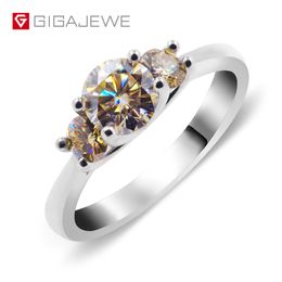 0.96Ct Yellow Round Moissanite Diamond Brilliant Bridal Engagement Ring In 925 Sterling Silver Free Shipping