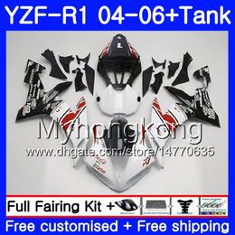 Body+Tank For YAMAHA White black red YZF 1000 YZF R 1 YZF-R1 2004 2005 2006 232HM.32 YZF1000 YZF R1 04 06 YZF-1000 YZFR1 04 05 06 Fairing