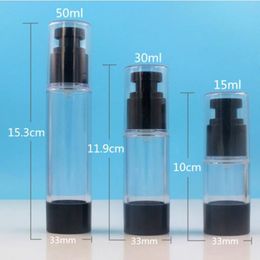 15ml 30ml 50ml Airless Vacuum Bottle Empty Plastic Refillable Pump Perfume Toiletries Container fast shipping F734