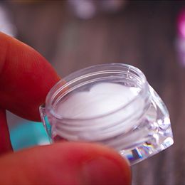 -100 unids crema vacía Tarro transparente, 3G 4ml Pequeño contenedor cosmético de muestra de plástico / botellas recargables para viajes Venta al por mayor de viajes EG9269