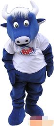 Custom Newly designed Blue cow mascot costume Adult Size free shipping