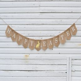 Happy Easter Pull Flag Letter Rabbit Pattern Flags For Party Wedding Decoratios Originality Scene Layout Linen Hanging Banner 13jz ff