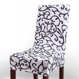 Printing chair covers universal size Simple and short family hotel computer dining chair elastic wedding chair covers WQ33