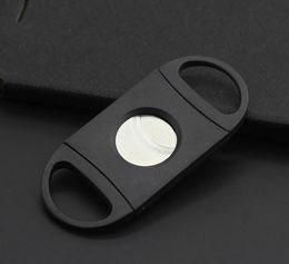 Black Cigar Cutter Knife Pocket Plastic Stainless Steel Double Blades Knife Scissors for Cigar Tobacco Free Shipping