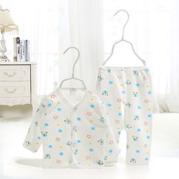 2018 Newborn Baby Clothing Underwear Tops And Pants 2Pcs Boy Girl Warm Sets High Quality Cotton Cartoon Gowns Button Infant Clothes For 0-3M