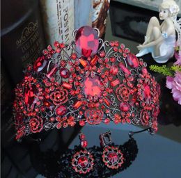 Bridal jewellery, top red diamond, red crown, Baroque European style headwear T stage show birthday accessories