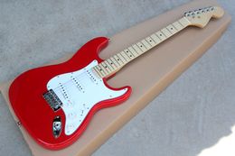 Special Price Red Electric Guitar with White Pickguard,SSS Pickups,Maple Fretboard,Chrome Hardwares,offering Customised services