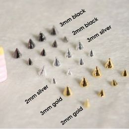 100pcs Fashion nail accessory Metal Punk Metallic Cone Spikes Nail Art Tip Decoration Rivet DIY nail art retro stud ornaments
