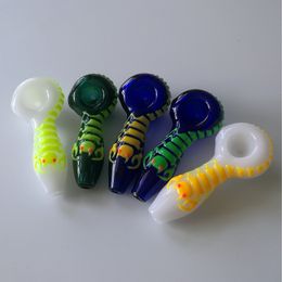 4 Inch Glow in the Dark Glass Spoon Pipe Oil Burner Pipes Scorpion Heady Glass Pipes Multicolor Luminous Smoking Pipes GID10
