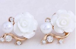 Hot style Korean jewelry rose flower pearl earrings fashion exaggerated earrings fashion classic new earrings a