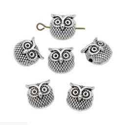200pcs/lot Antique Silver Owl Spacers Beads Jewerly Accessories 11mm Jewellery Making DIY