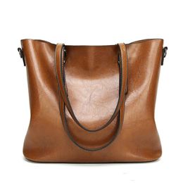 Women Shoulder Bags New Stye Fashion Women Handbags Oil Wax Leather Large Capacity Tote Bag Casual Pu Leather Messenger bag