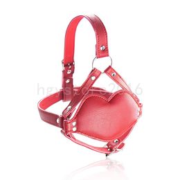 Bondage Red Lip Head Harness Mouth Plug Gag Mask Restraint Gift leather slave beginner #R78