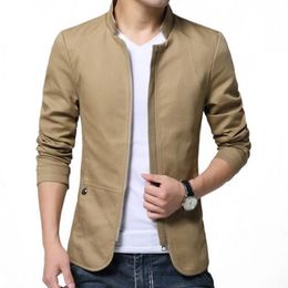 Men's Solid Color Bomber Jacket Autumn Casual Slim Fit Zipped Coat Outwear