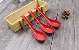 Red Black Colour Home Flatware Japanese Plastic Bowl Soup Porridge Spoon