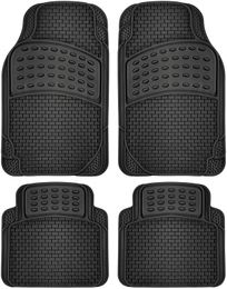 Car Floor Mats All Weather Rubber 4pc Set Semi Custom Fit Heavy Duty Black