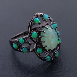 Fine Opal Jewellery 100% 925 Sterling Silver Ring with Green Fire Opal Ring Women Rings for Wedding party Engagement Size 6/7/8/10 S18101002
