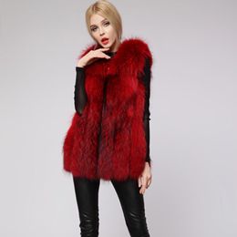 Winter Red Faux Fur Coat Casual Sleeveless Fake Fur Coat Vest Warm Thicken Women Jacket Female Long Elegant Luxury Coats