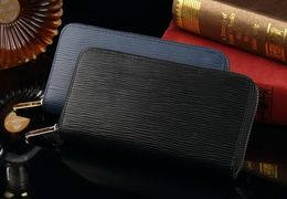 women fashion Genuine leather long zipper wallets lady cow leather phone purse female clutch black/blue Colour no420