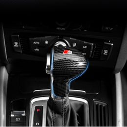 Carbon Fiber Car Console Gear shift knob head Frame cover trim sticker for Audi A4 A5 A6 A7 Q5 Q7 S6 S7 Car styling Auto Accessori225l