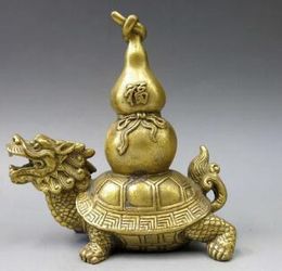 China Antique Collection Brass Baishou Tortoise Longevity Turtle Decoration
