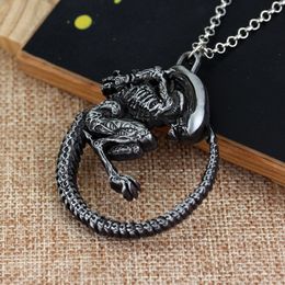 whole saleMQCHUN Movie Jewelry Punk Warrior Alien Goth Horror Giger Pendant Aliens  AVP Necklace Fans Christmas Cosplay Gift