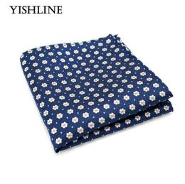 F095 Casual Men's Silk Handkerchief Jacquard Woven Hanky Blue White Floral Pocket Square 25*25cm Wedding Party Chest Towel Gift