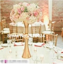 New style gold/Silver Flower Vase Trumpet Shape Wedding Table Centrepiece Event Road Lead Flower Vase best0056