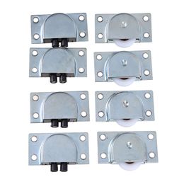 WHISM 8 Pcs/Lot Stainless Steel Sliding Door Wheel Cabinet Nylon Wheels Hanging Wheel Parts Door Rollers Hardware