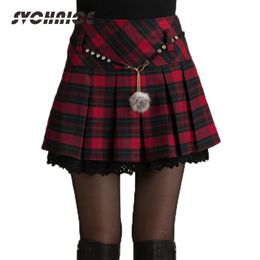 Al Por Mayor Moda Otoño Invierno Falda Mujeres 2016 Dama Colegiala Sexy Corto Gris Rojo Falda Plisada Mini Faldas A Cuadros Mujeres Faldas Saia 2xl