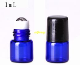 50pcs/lot Free shipping 1ml Blue Glass Roll on bottle Essential oil bottle Empty roller bottles 15*30mm size