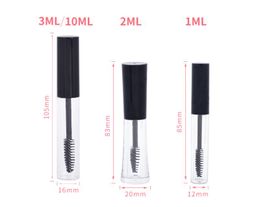 300pcs/lot Fast shipping 1ml 2ml 3ml 10ML Mascara Tube Empty Eyelash Cream Vial Liquid Bottle Container Black Cap SN2148