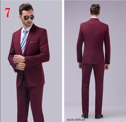 New Brand Men Wedding Tuxdos Notch Laapel One Button Centre Vent Groom Tuxedos Men 2 Piece Suit in multiple color(Jacket+Pants+Tie) 1300