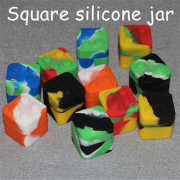 Slick stack shaped 11ml silicone square bho oil container boxes silicon dab wax storage jar for concentrate pipes