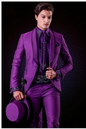 2017 Italian Stylish Purple Men Suit Regular Fit 2 Pieces Set Smart Casual Man Suit Tuxedos Men Suits For Wedding (Jacket+Pants)
