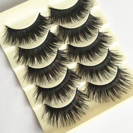 5 Pairs Big Lashes Thick Long Black Colourful Beauty Makeup False Eyelashes Black Natural Handmade Eye Extension Stage