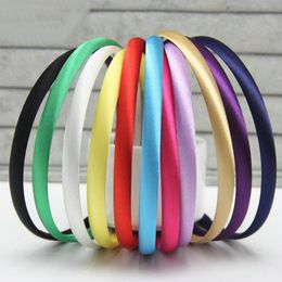 10pcs/lot 10mm Plain Solid Color Satin Covered Resin Hairbands Ribbon Covered Adult Kids Headbands