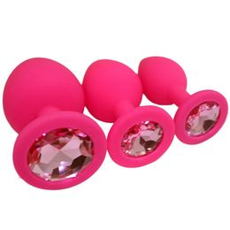 3PCS Silicone Jewelled Anal Butt Plugs Anal Trainer Toys Anal Plated Jewelled Rhinestone Sexy Stopper Adult Game for wen and women