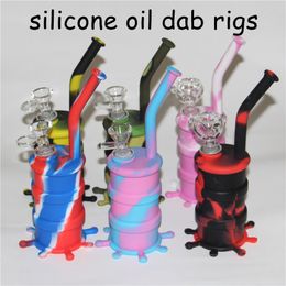 Portable Hookah Silicone Smoking Pipes Oil dab rigs water bongs Unbreakable Water Percolator Bong Smoking Oil Concentrate Metal Pipe