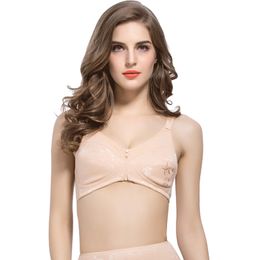 Free Shipping Breast Forms Mastectomy Bra Front Closure Zipper Designed with Pockets for Breast Implants Beige Colour 6013