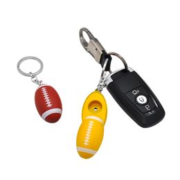 Mini Portable Rugby shape smoking pipe Aluminum Alloy smocking cigarette holder with Key chain Xmas Gifts free DHL