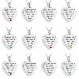 God Has You In His Arms I Have You In My Heart Cremation Jewellery Memorial Urn Ashes Necklace Pendant