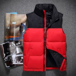 Men's Down Vest for Winter Black and Red Stand Collar Thick and Warm Casual Waistcoat
