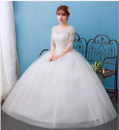 Velnosa Real Photo New Arrival Elegant Half Lace Sleeve Wedding Dresses 2018 vestidos de noiva V Neck Bridal Dress Cunstomize