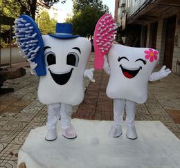 2018 High quality teeth and toothbrush Mascot Costumes adult size Fancy dress Christmas Party Dress Free Shipping