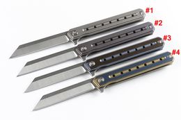 New arrival 4 Styles New Design Flipper Folding Knife D2 Satin Tanto Blade TC4 Titanium Alloy Handle Outdoor EDC Pocket Knives
