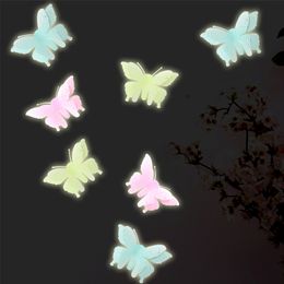 Double-layer luminous simulation 3d stereo fluorescent butterfly wall stickers 10pcs TV wallpaper decorative painting PVC sticke